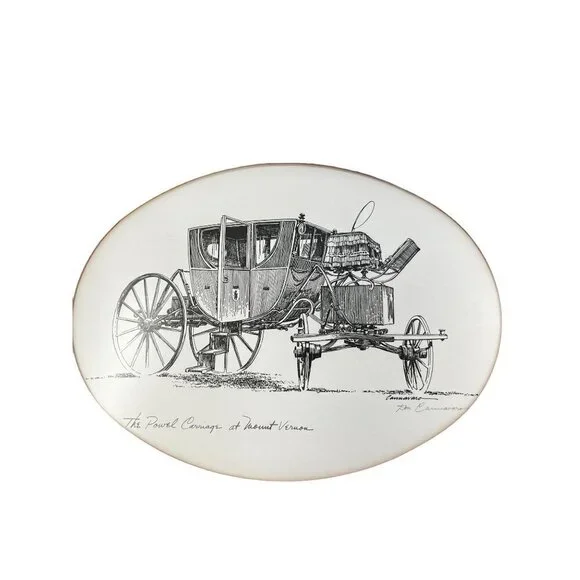 Vintage Signed Framed Lithograph of Sketch The Powel Carriage at Mount Vernon - Picture 3 of 15